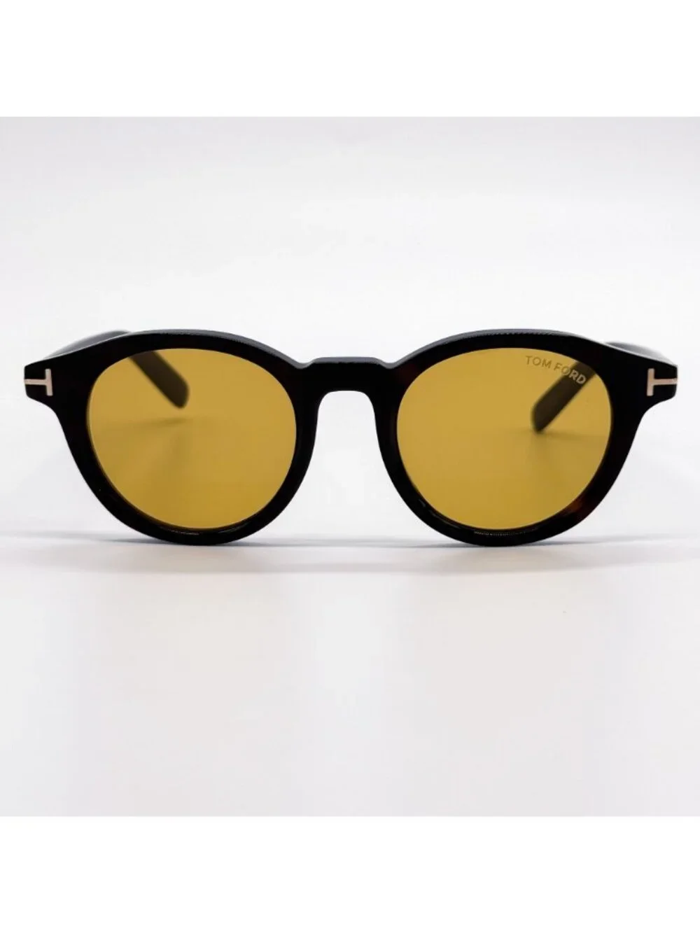 New Tom Ford TF1123 52E Round Black Yellow Men Sunglasses Authentic